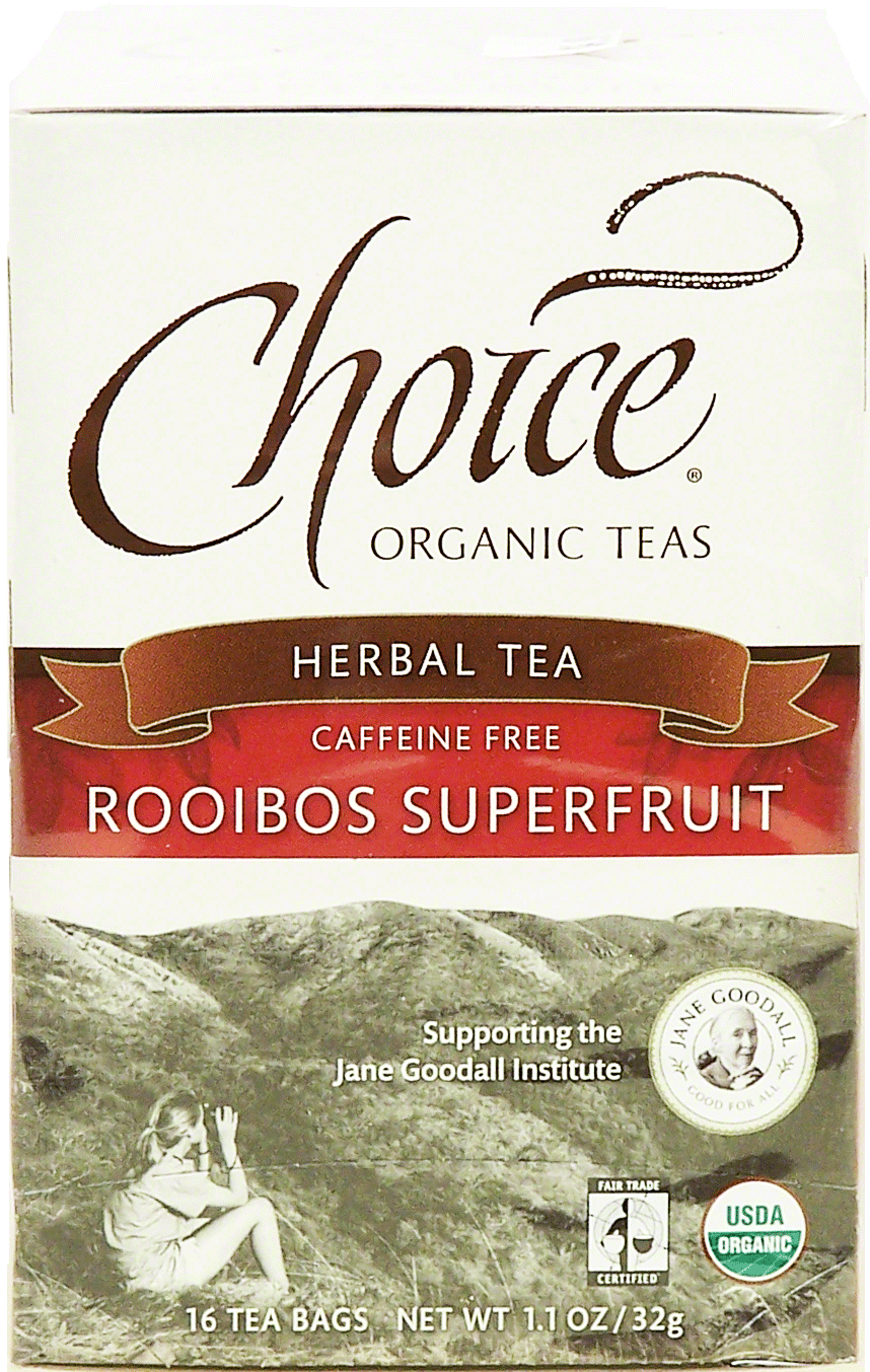 Choice organic teas rooibos superfruit herbal tea, caffeine free, 16-tea bags Full-Size Picture